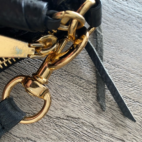 Authentic Rebecca Minkoff Black Leather Hobo Bag with Gold Chain Detail - Picture 9 of 11